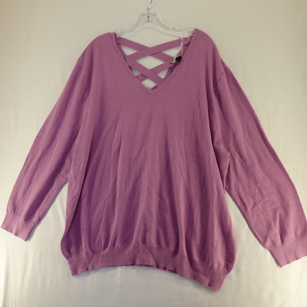 Love Ellie Women's Mia Sweater Purple Size 3X Pullover Knit Criss Cross Back